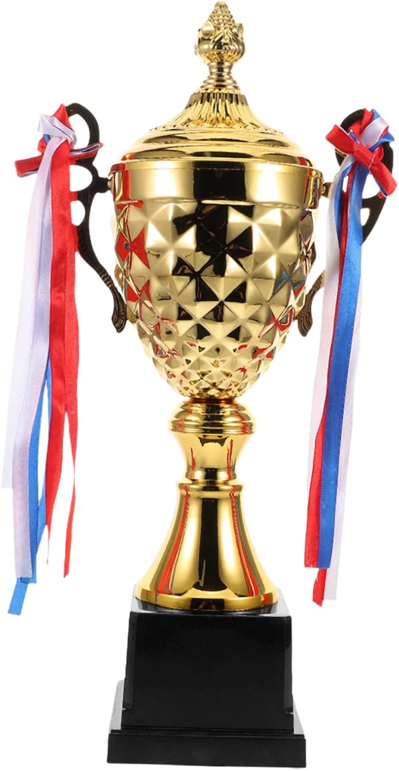 Large Sports Metal Trophy Cup for Basketball Football Running Gymnastics Hockey Competitions Winner Award with Stable Construction and Timeless Design for Tournament Recognition