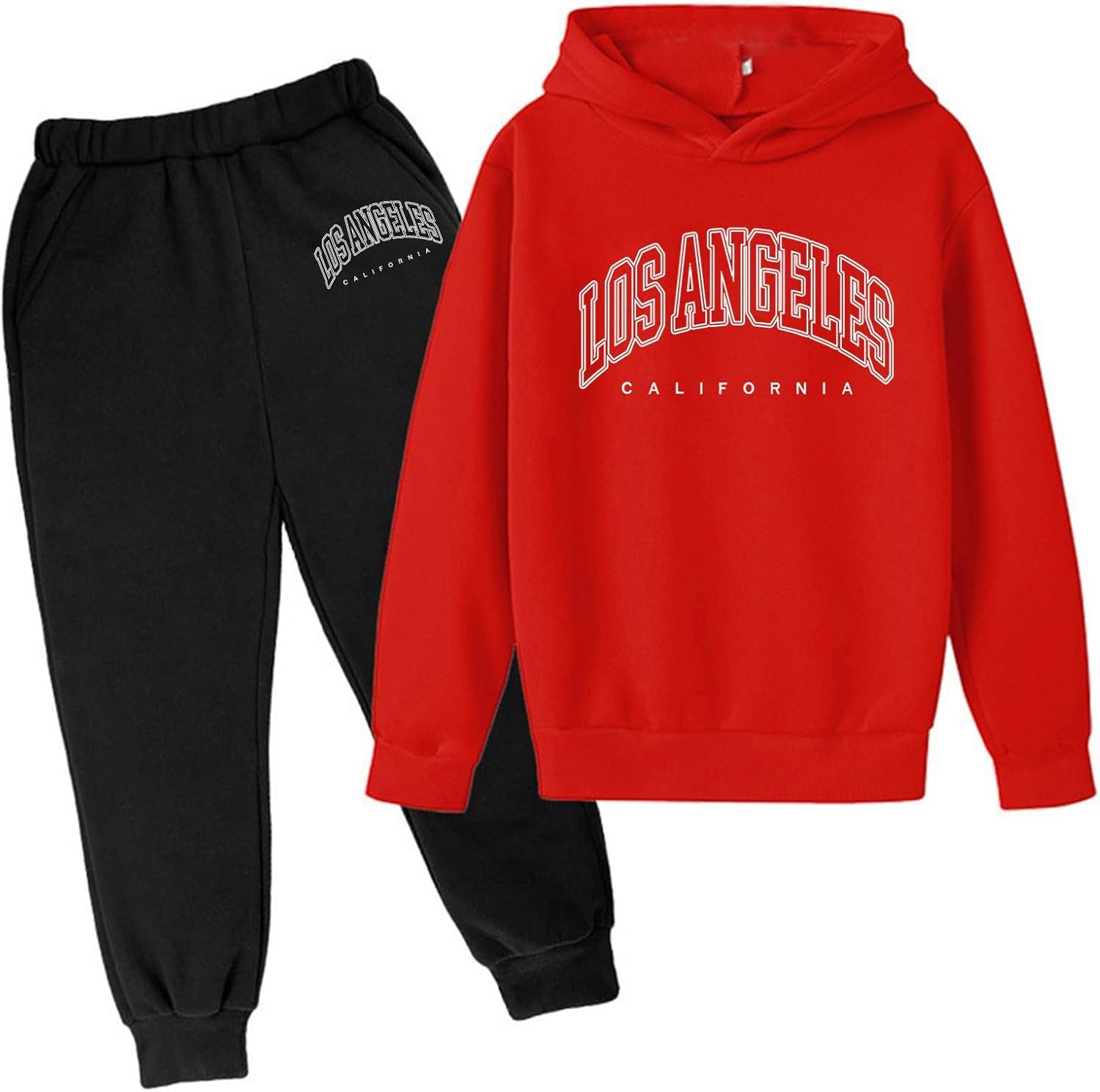 Girls Hoodie and Sweatpants Set 2 Piece Los Angeles California Hooded Active Fall Toddler Tracksuit Sets Two Piece