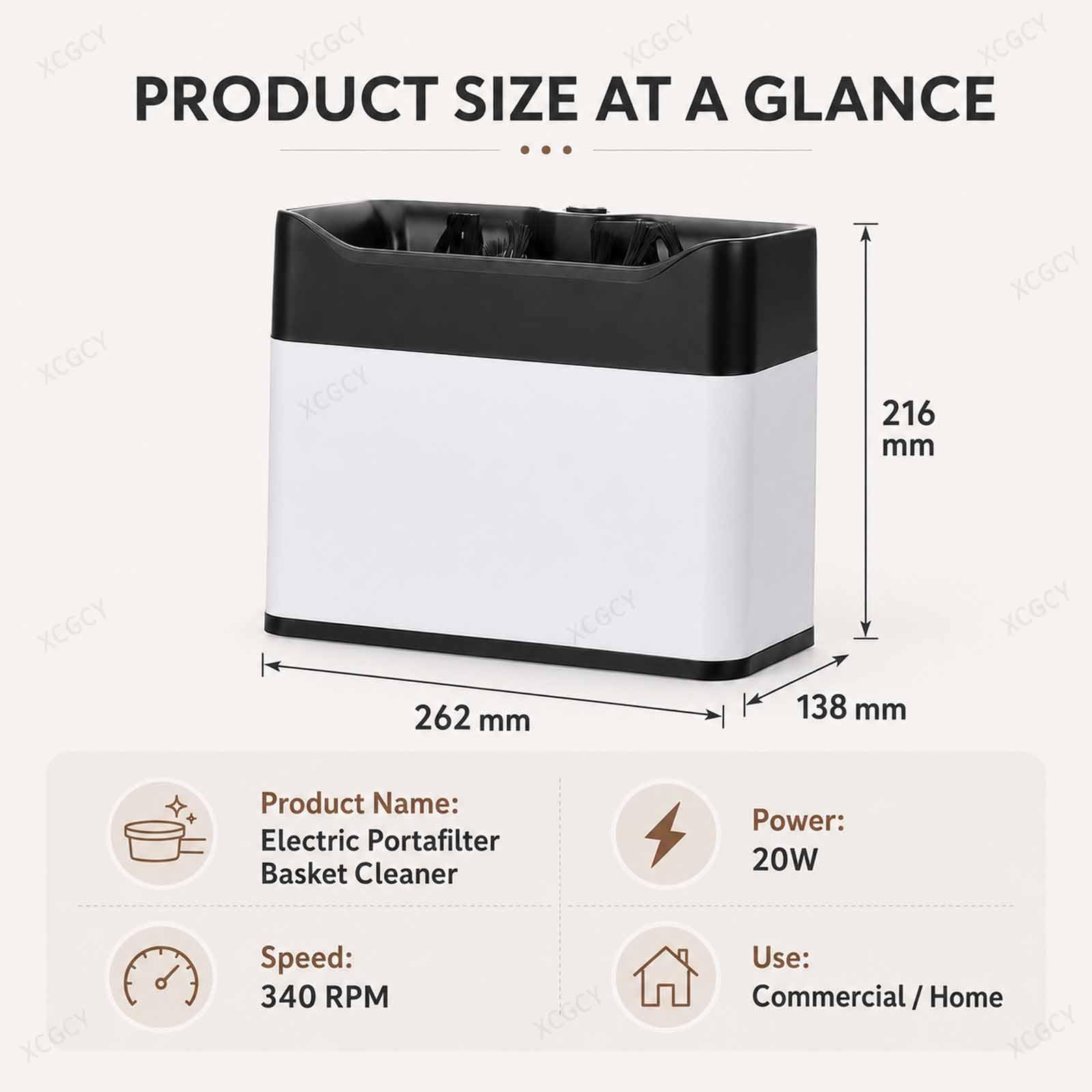 Limpiador Eléctrico Automático De Posos De Café, Limpiador Eléctrico De Portafiltros para Espresso, Máquina 58 Mm, 340 RPM con 2 Raspadores, 2 Cepillos Y Contenedor Black