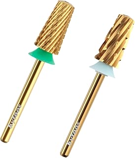 Safety Tapered Nail Drill Bits,2Pcs Titanium Coating Rounded Top Carbide Nail Bits, 3/32 Two-way Rotate, Manicure Nails Art Accessories Gel Remover (C, 4XC)