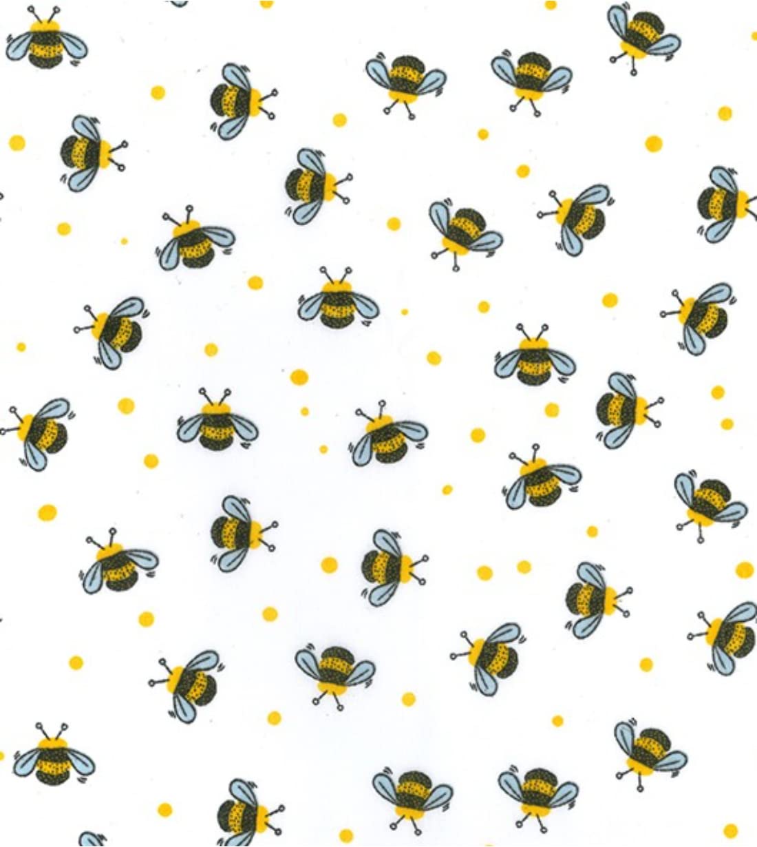 Crs Fur Fabrics Multi Printed Polycotton Craft Fabric Material - Bumblebees, 1Mtr 110Cmx100cm