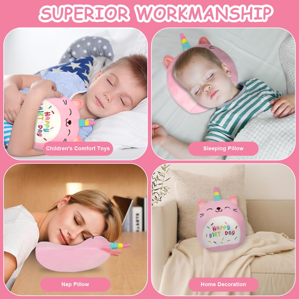 Vicloon Pluszowa poduszka, pluszowa poduszka w kształcie kota, kawaii miękka zabawka, pluszowe zwierzęta, super miękka, pluszowa lalka, prezent dla dziewczynki w wieku 3 lat (jednorożec, 24 cm)