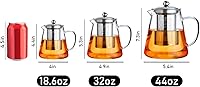 Vista 3 de PARACITY - Tetera de vidrio para estufa de 32 oz, tetera de té de borosilicato transparente con infusor extraíble de acero inoxidable 18/8, tetera