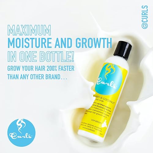 Miniatura 3 de Curls Blueberry Bliss Leche para el cabello de arándanos y coco, 8 onzas líquidas, acondicionador y estilizador, hidratante y nutritiva, para