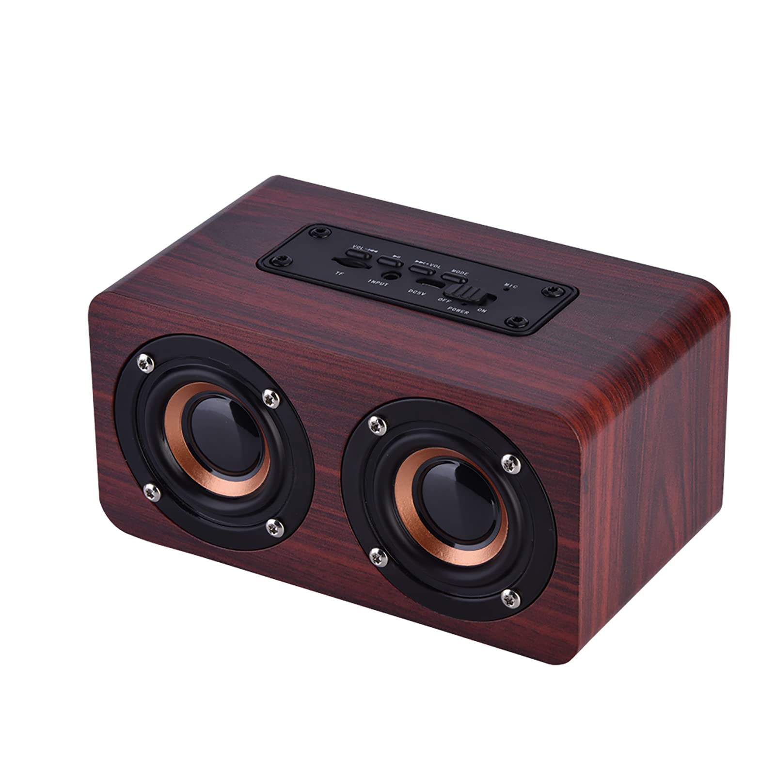 Fabater Mini Altoparlante Bluetooth Portatile in Legno, Altoparlante Stereo Wireless con 2 Trombe, Batteria da 1500 MAh, 8 Ore di Riproduzione, Doppi Driver, Bassi da 6 W, TF/AUX per Escursioni in