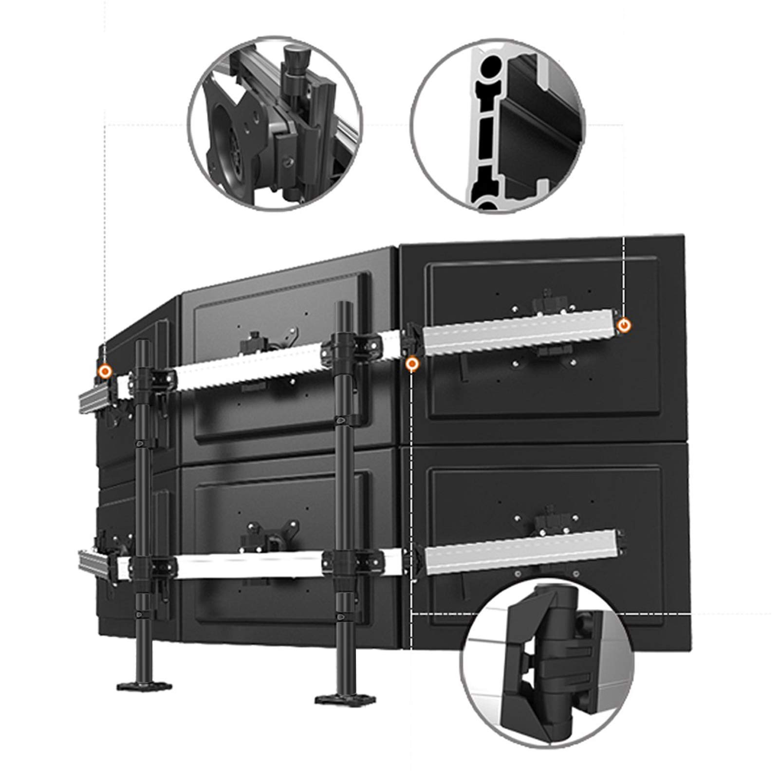 HFTEK - Braccio monitor da scrivania sei staffa di supporto per 6 schermi da 15" a 27" con VESA 75/100 (MP260C-N)