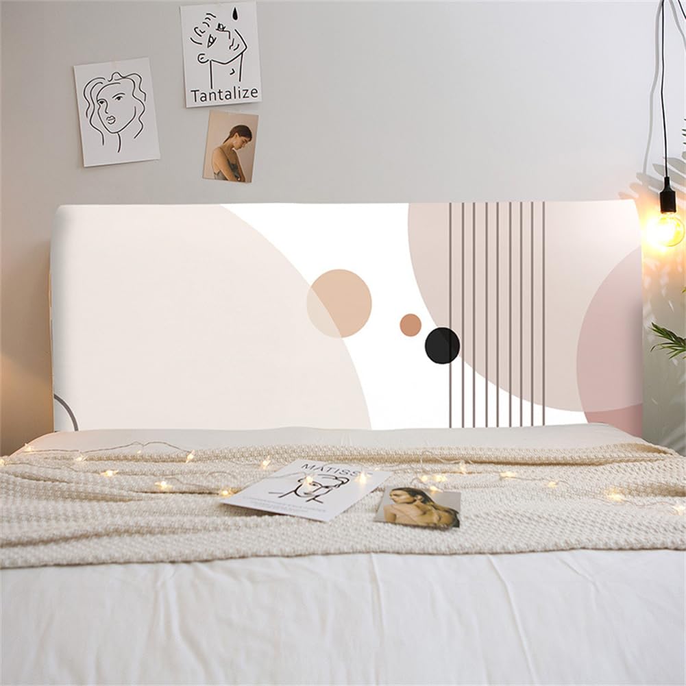 ENEN Funda Cabecero Cama Elástica Universal Cubierta para Cabecero de Cama Lavable Todo Incluido Cubre Protectora de Cabeceros para Cama Doble Bed (150cm,Redondo con Estilo)