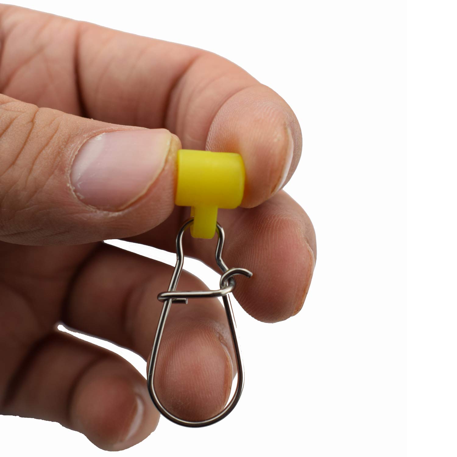 10/25/50/100 Packs Fishing Line Slide with Double Lock Snap Duty Sliders Yellow Size 6# Length?1.73INCH (100pcs)