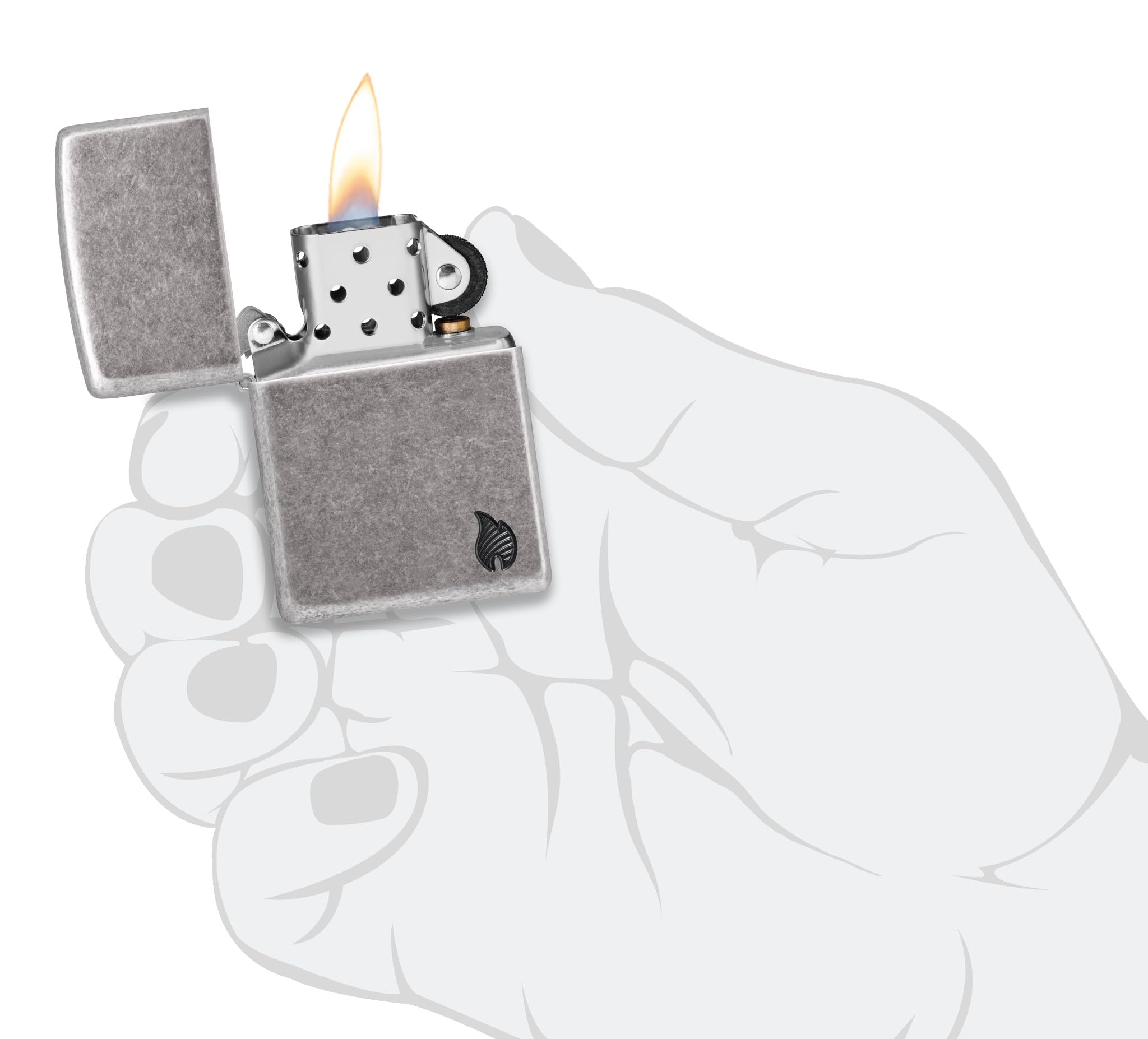 Zippo Armor Series Flame Deep Carve Sturmfeuerzeug Antikes Silber Nachfüllbar Windfest Made in USA