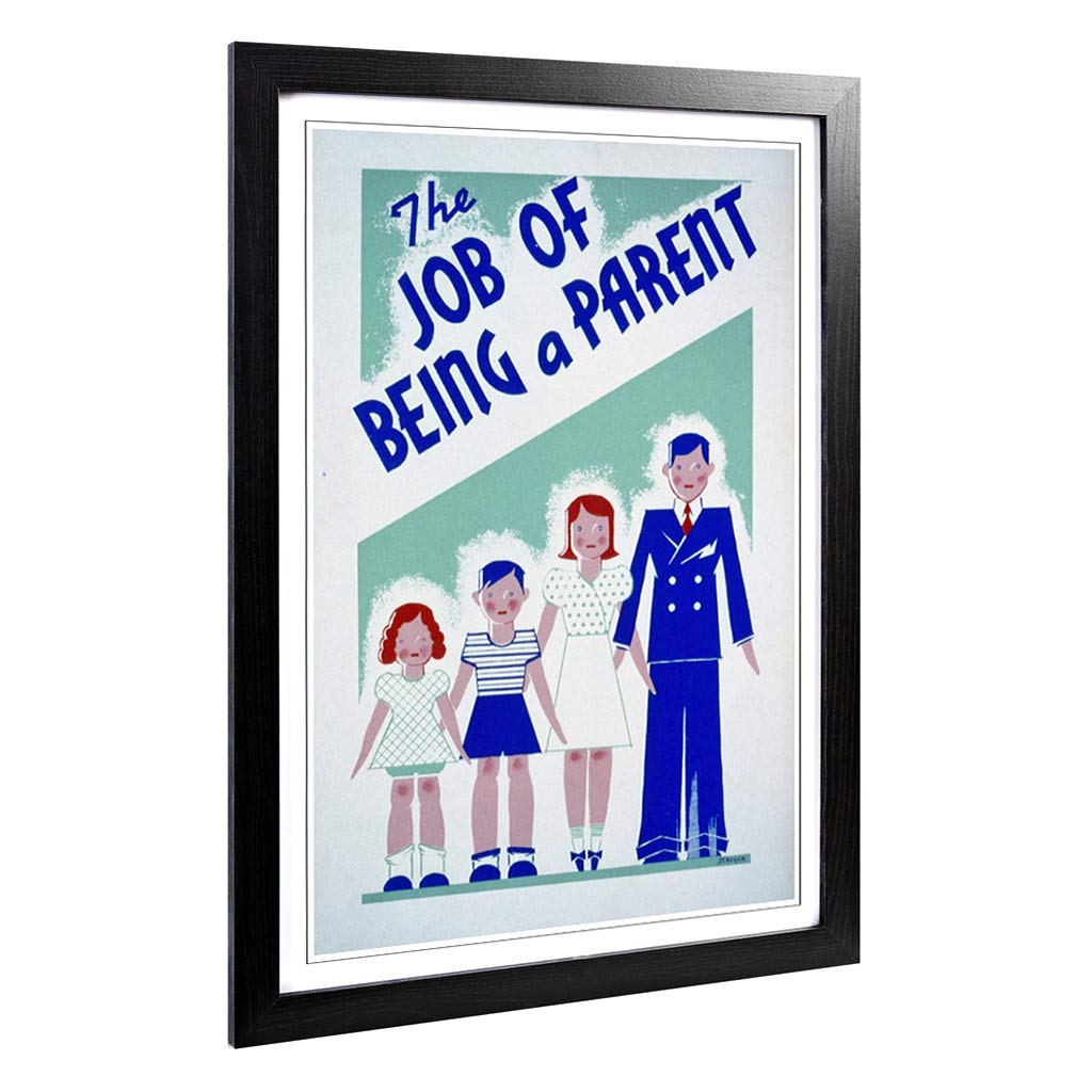 Big Box Art Framed Print of Vintage WPA Poster Being a Parent Design | Wall Art Picture | Home Decor for Kitchen, Living Room, Bedroom, Hallway, Black, A2 / 24.5x18 Inch / 62x45cm