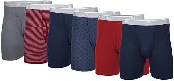 George Mens Moisture Wicking Regular Leg Boxer Briefs, 6-Pack