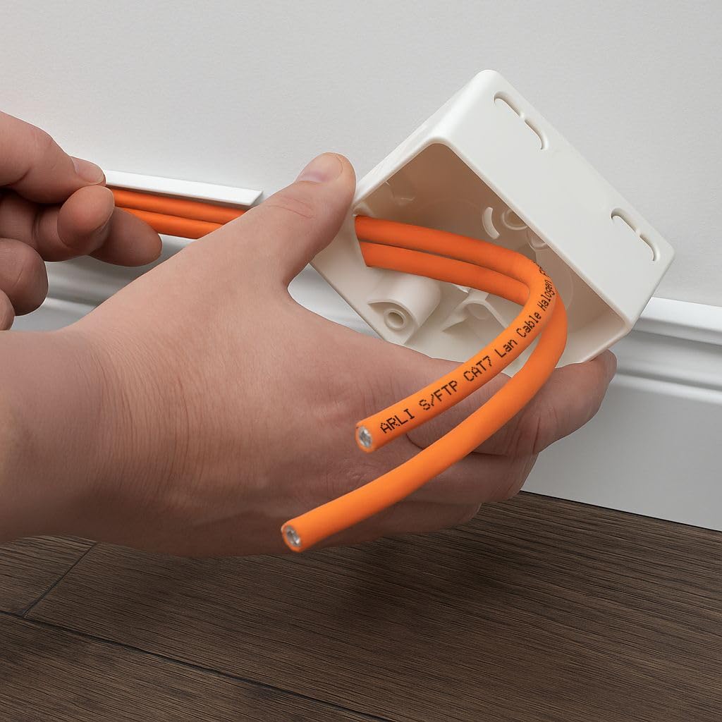 ARLI Cavo di rete CAT 7 LAN, non alogeno, SFTP S/FTP CAT7, cavo PIMF, cavo dati di cablaggio CAT7 AWG23/1, arancione, in rame, schermato, Gigabit Ethernet, classe F 100m