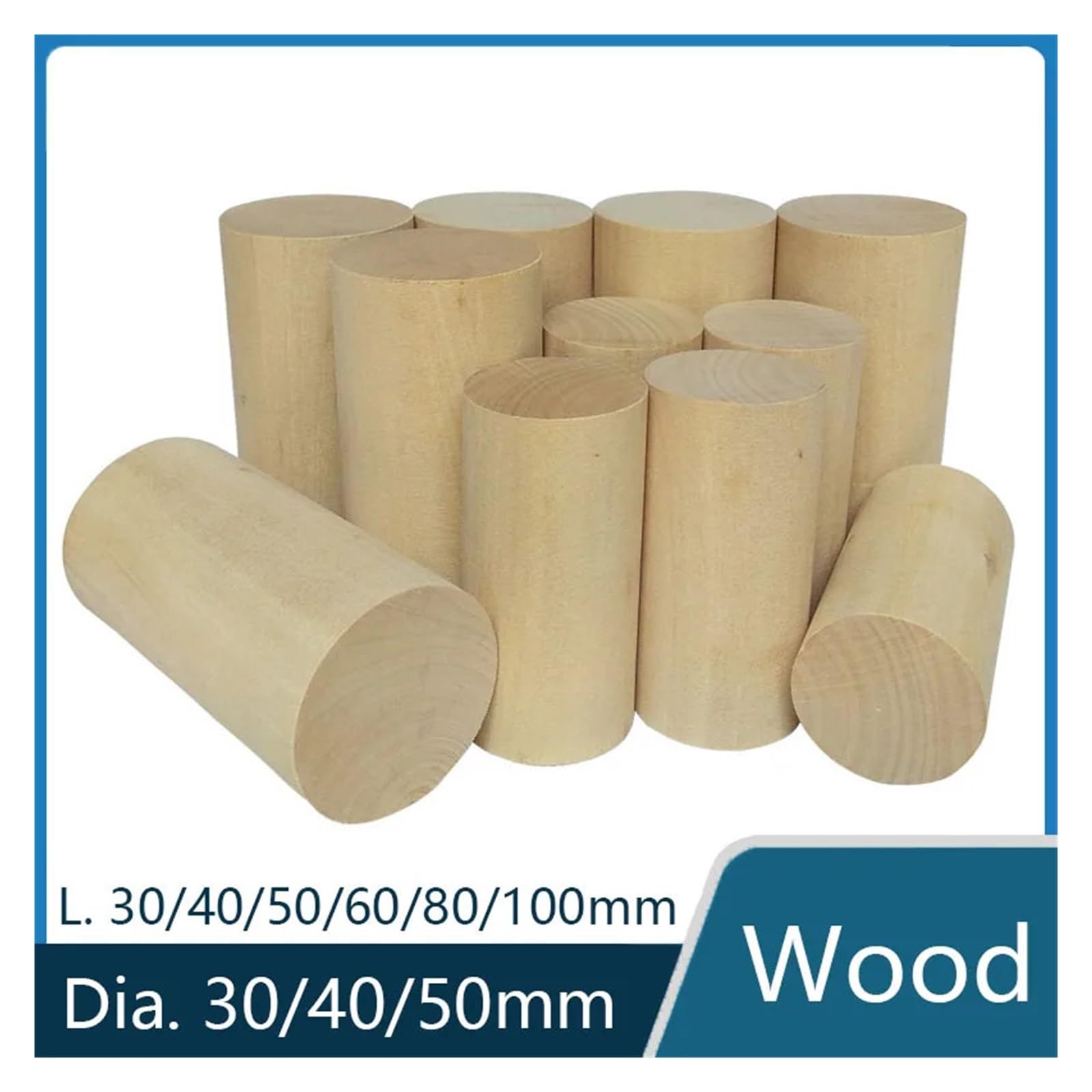 Kołki drewniane, Naturalne drewniane patyczki cylindryczne o średnicy 30/40/50 mm Opakowanie 10 sztuk do majsterkowania, wystroju wnętrz(30x60mm)