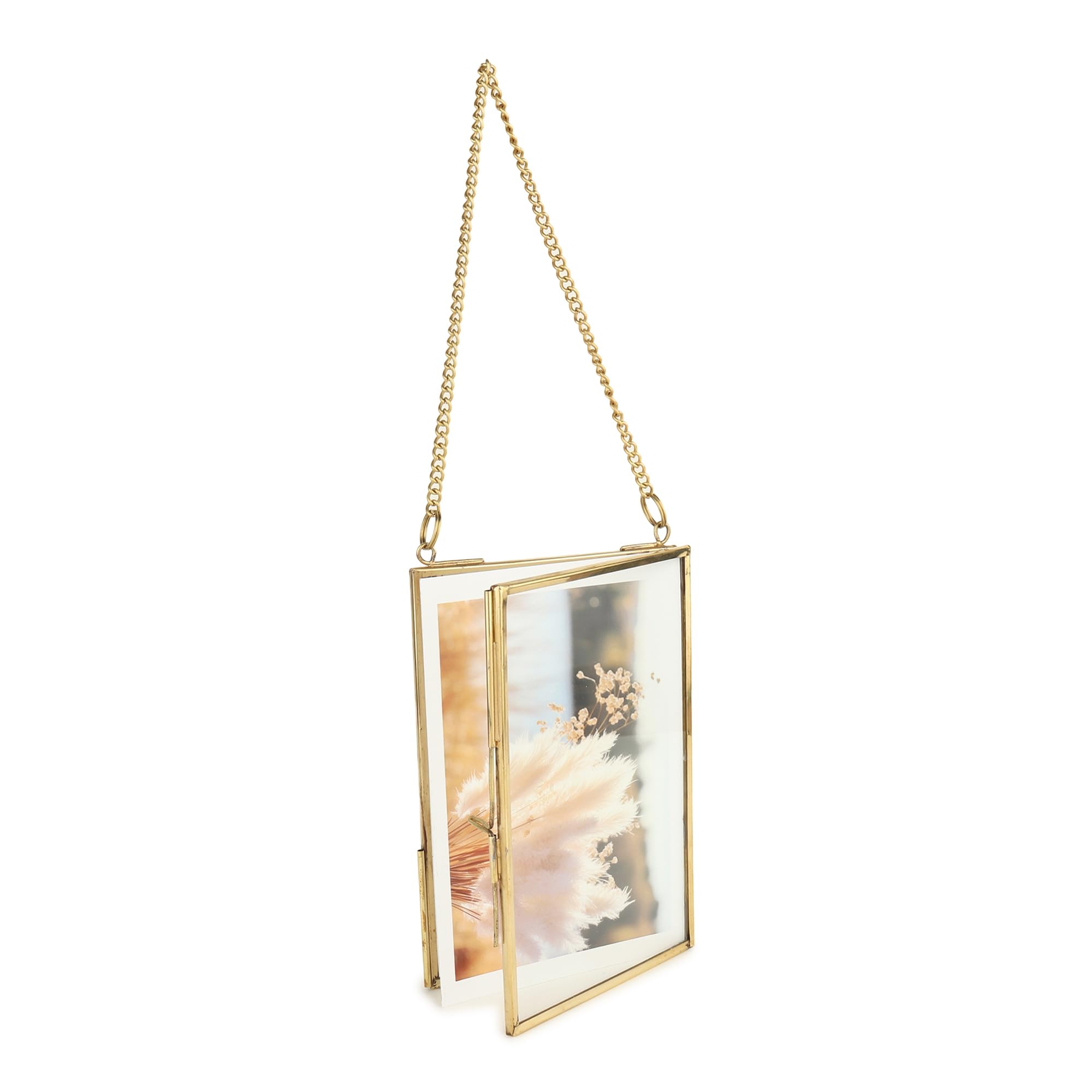 Fenzo Vintage Style 5x7 Inch Portrait Brass & Glass Hanging Frames - View #7