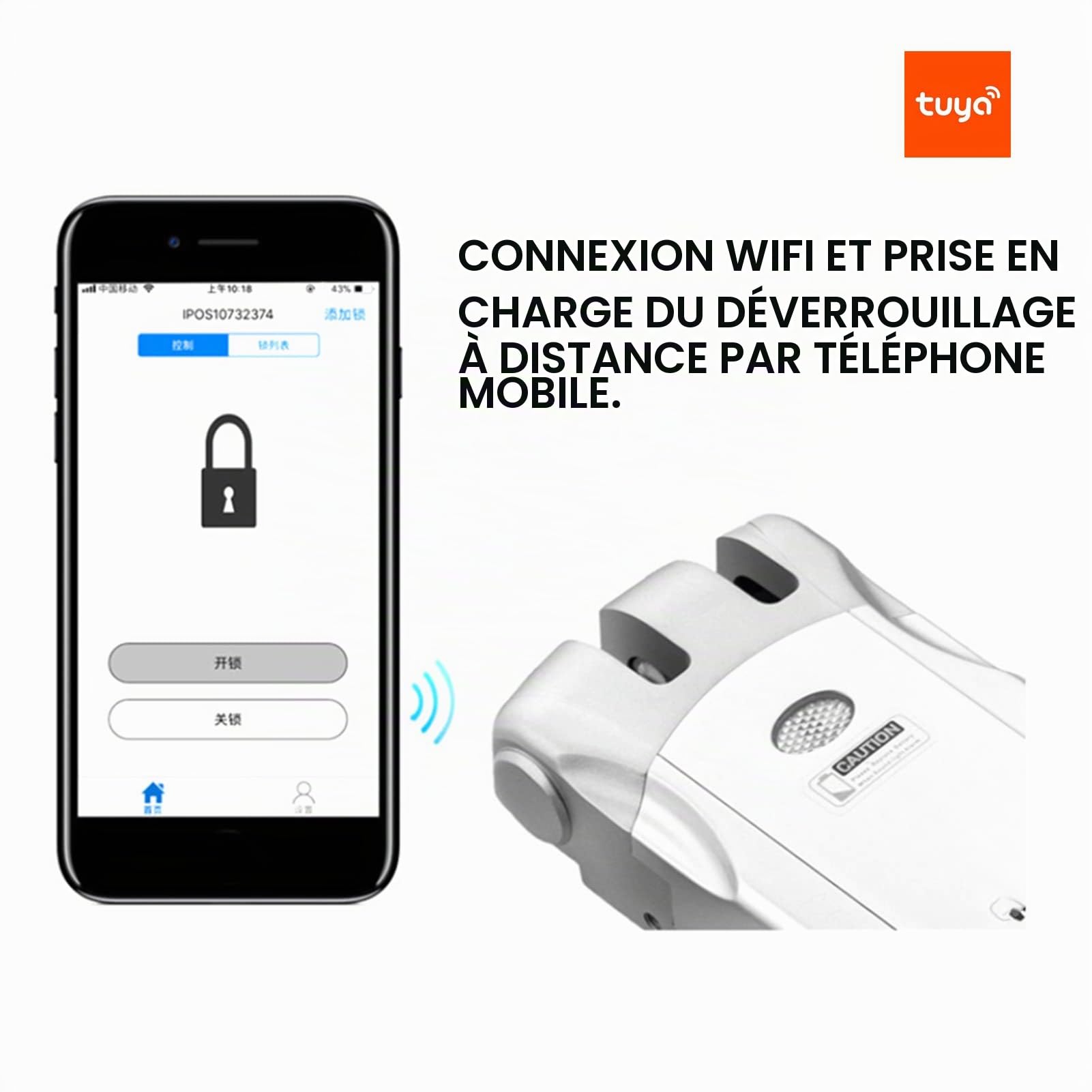 Wafu 010 Serrure de Porte Intelligente, Serrure de Sécurité WiFi D'entrée Pour Tuya Serrure de Porte Intelligente à Distance Sans Fil Invisible Sans Clé Touchant la Serrure
