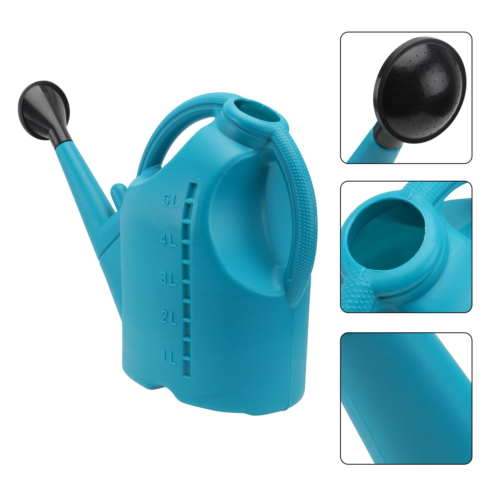 Housoutil Regadera de Plástico para Jardín 5L Boquilla Larga Azul Aspersor para Macetas y Pulverizador de Agua para Riego y Reutilizable