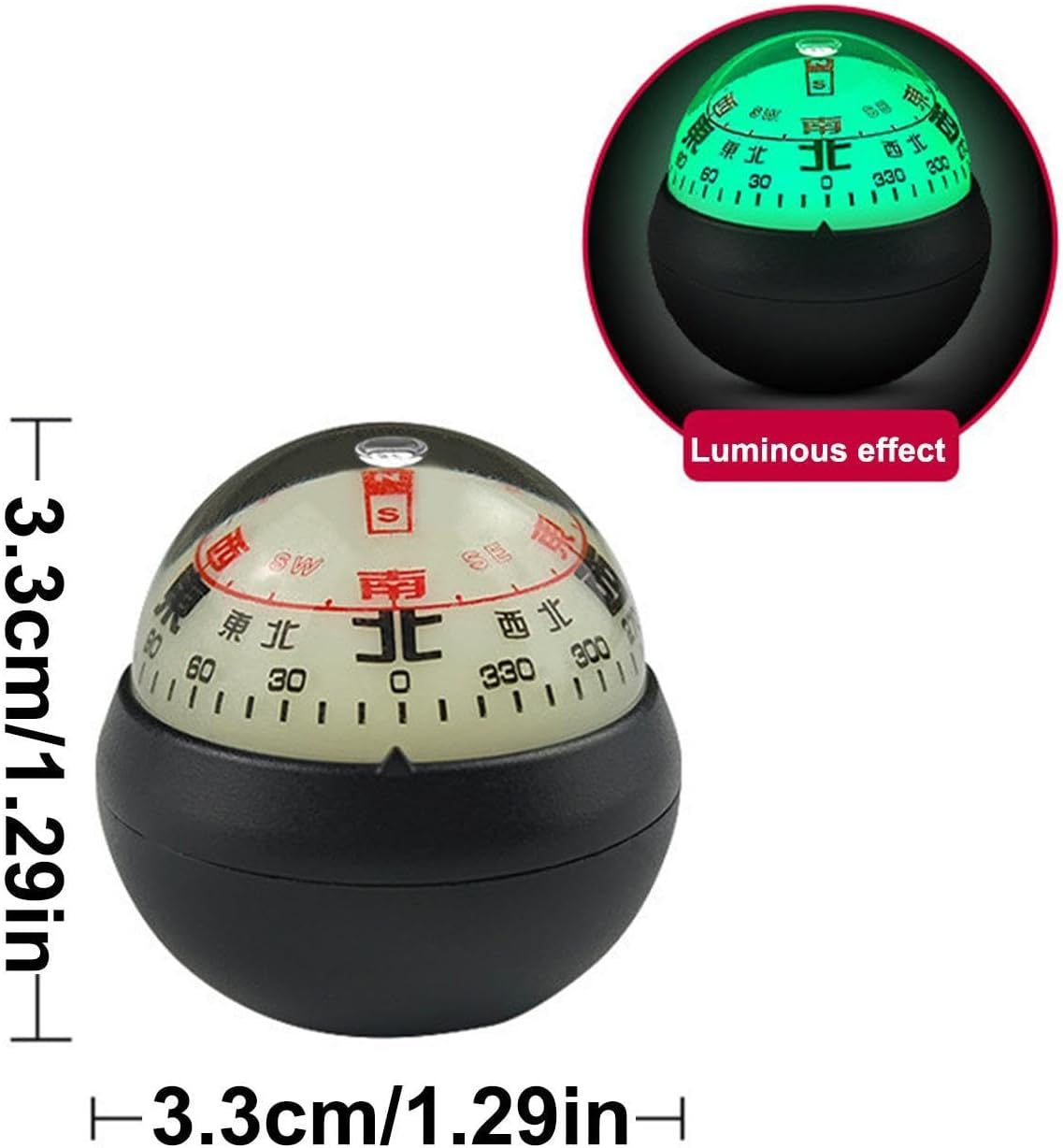 Car Compass Dashboard Luminous Design Double Dials