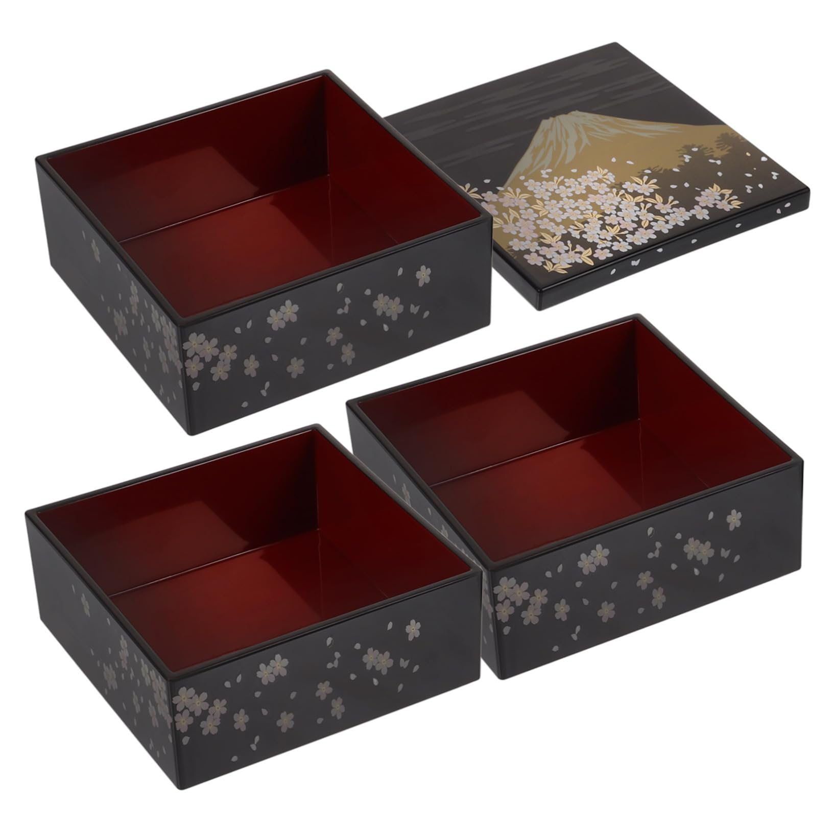 TOPBATHY Boîte Bento Japonaise Couches Motif Sommet Fuji Boîte à Lunch Traditionnelle Pour Sushis Snacks Et Desserts