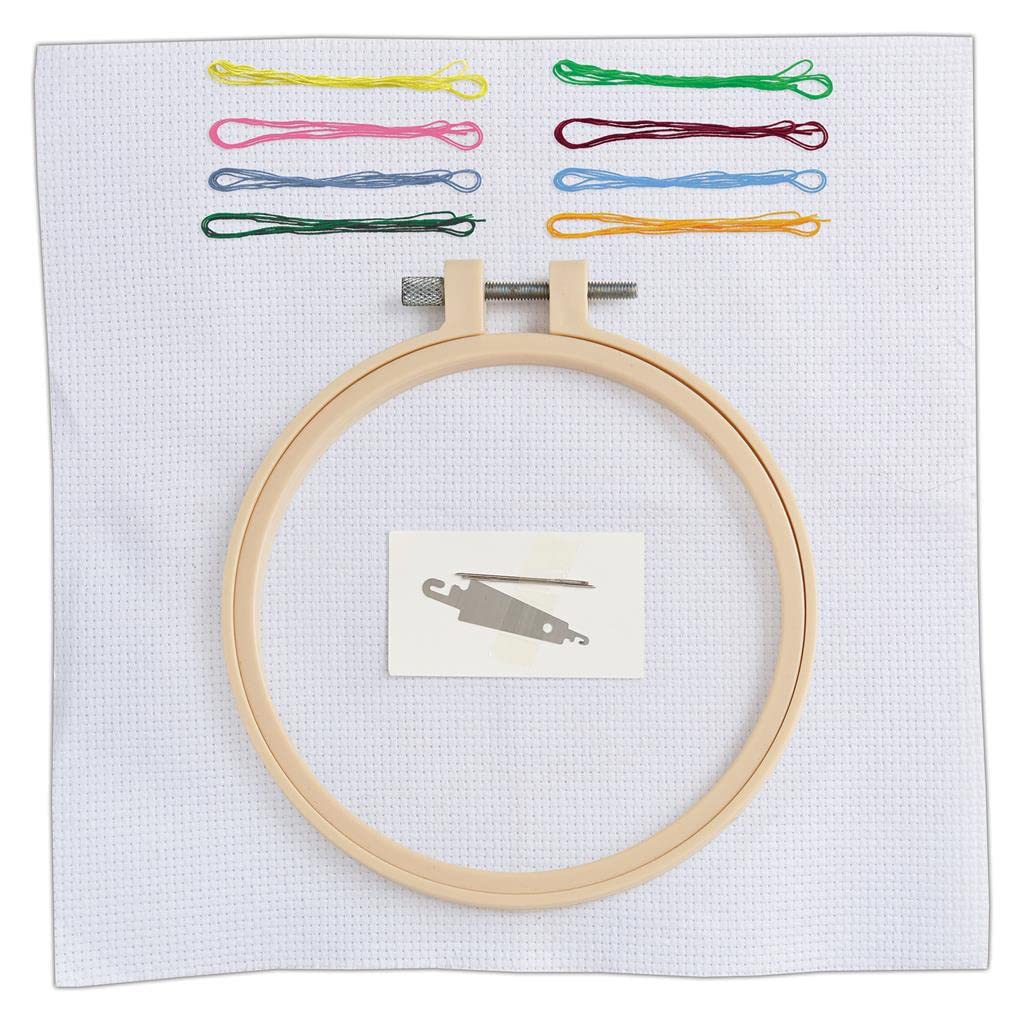 Simply Make Kruissteekkit, Happy Easter Meerkleurig, Enkele Knutselset, Kruissteekkit voor volwassenen, naaiset en borduurset voor thuis knutselen, inclusief borduurgaren