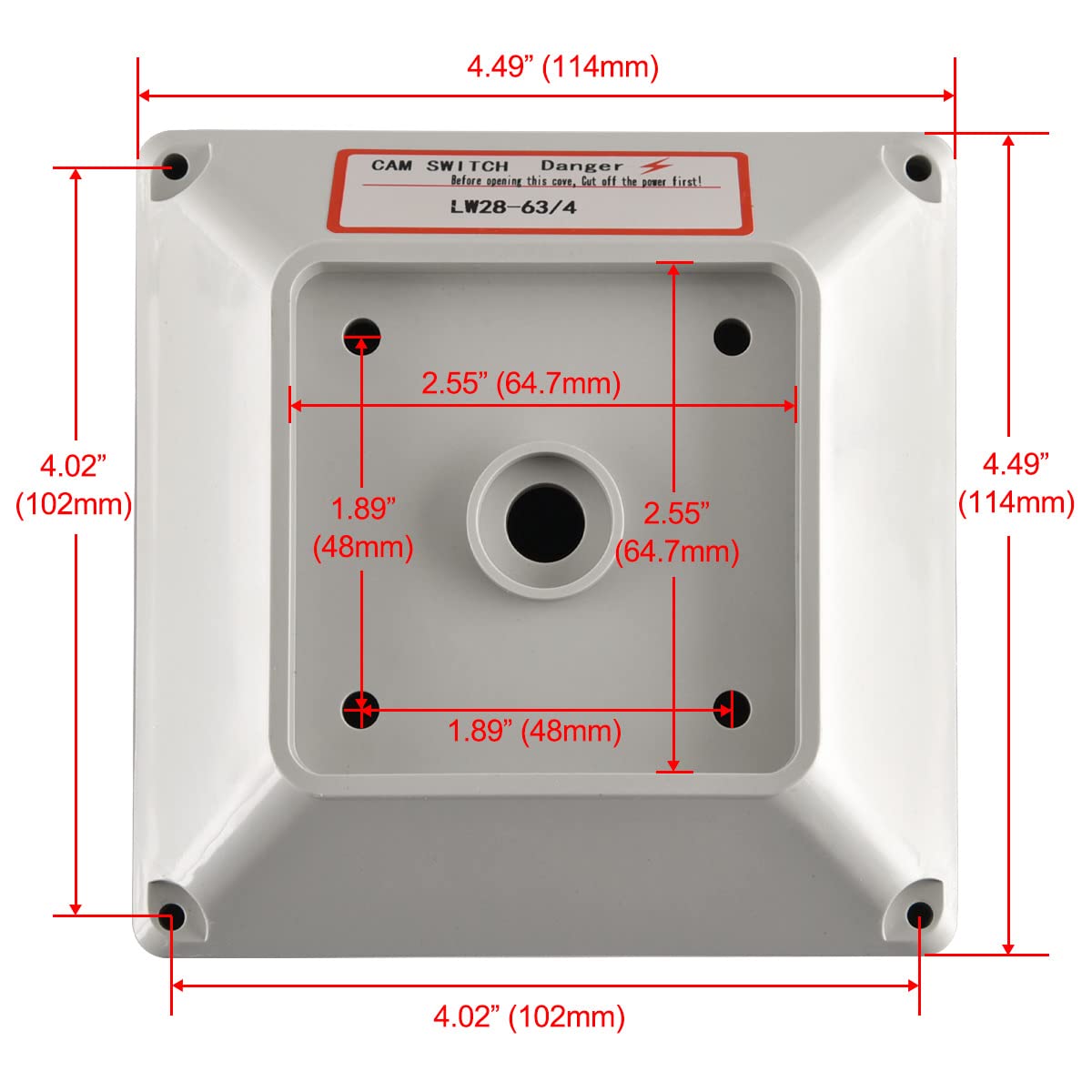 Heschen Boîtier Extérieur LW28-63/4 Pour Interrupteur Came Rotatif - 660V 63A 3 Positions 3 Phases