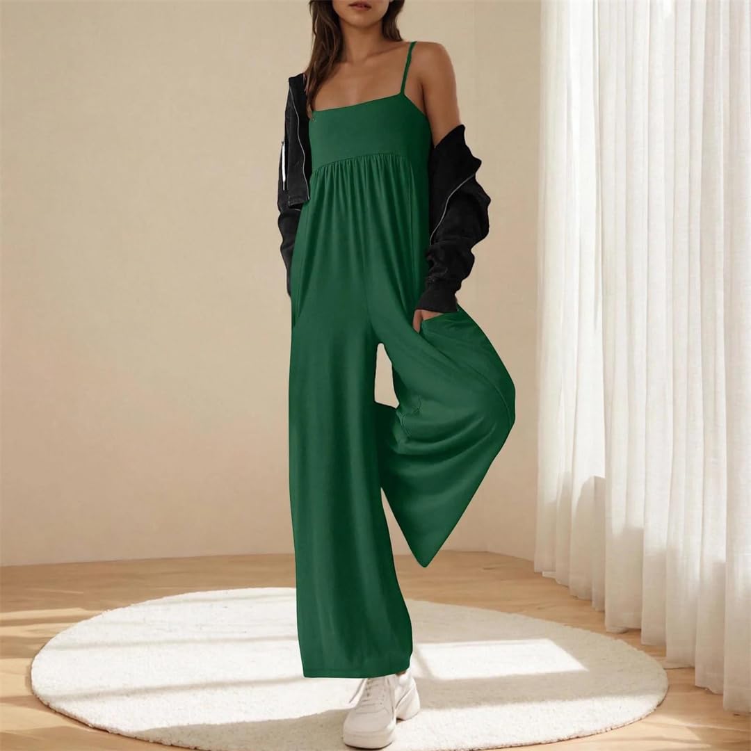 Yeuyyben Combinaison à col de couleur unie pour femme, coupe ample, manches longues, automne et hiver, tenue quotidienne
