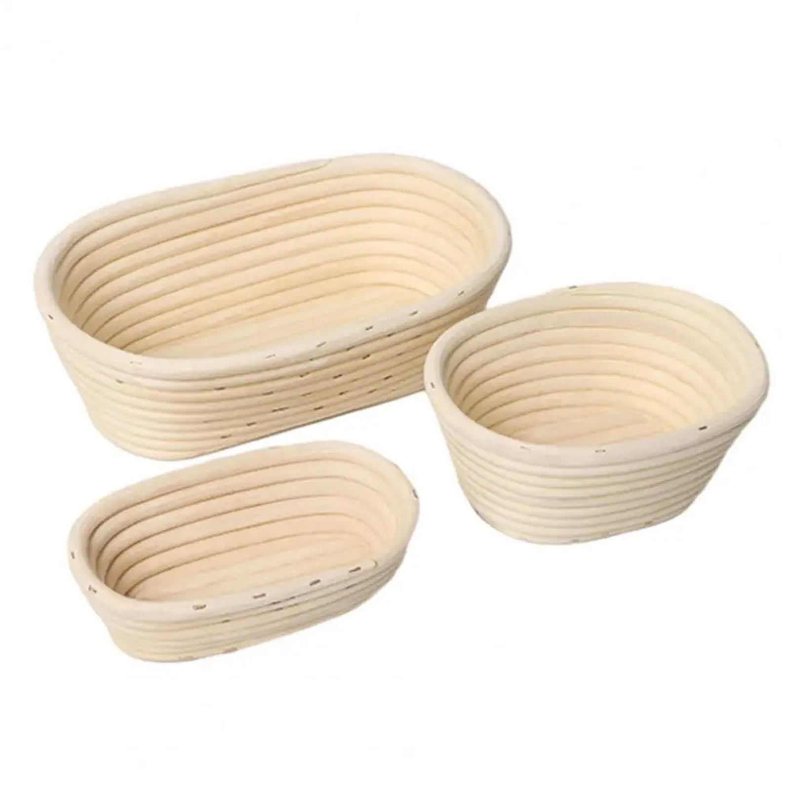 Cesta de fermentación forrada lino, juego cestas mimbre ovaladas hechas a mano for pan masa fermentada Para Hornear Pan(S)