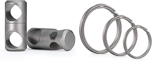 KeyUnity KA07 - Conector de anillo dividido con clip giratorio y llavero plano de titanio KA02, plateado