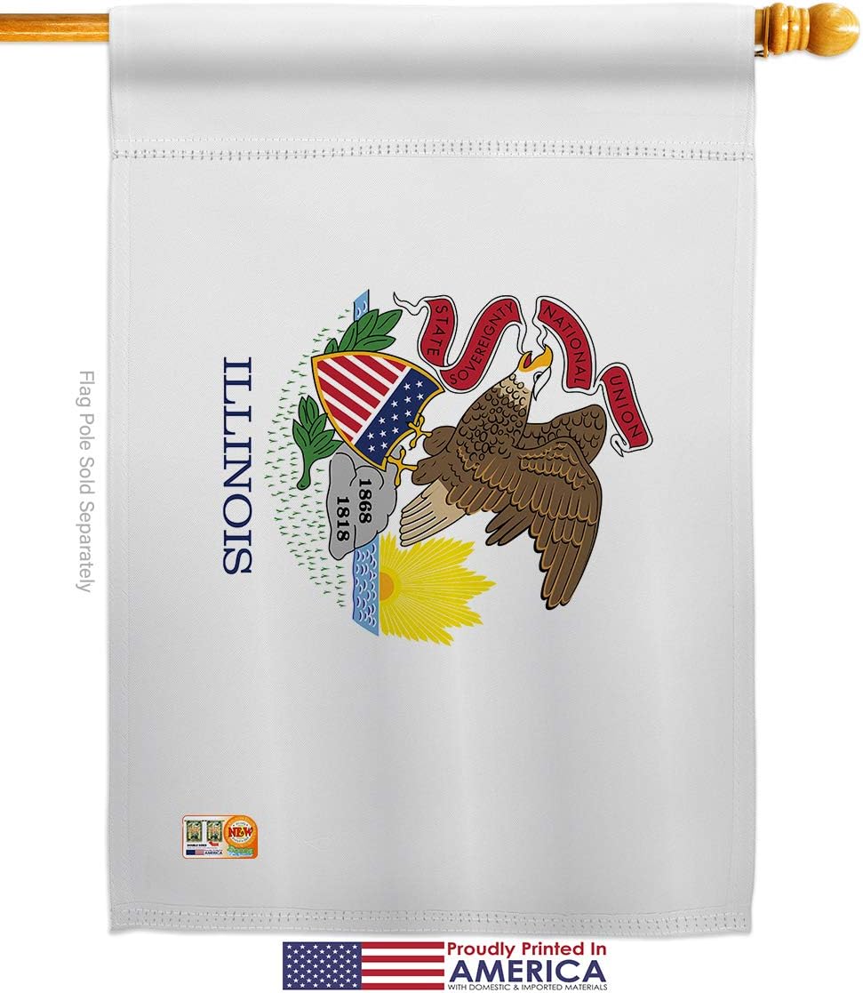 Illinois House Flag Americana States USA American Territories Republic Country Particular Area Small Decorative Gift Yard Banner Made In 28 X 40