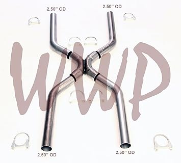 Stainless Steel SS409 Universal Crossover X-Pipe Mandrel Bent Exhaust Tube System Kit 2.50