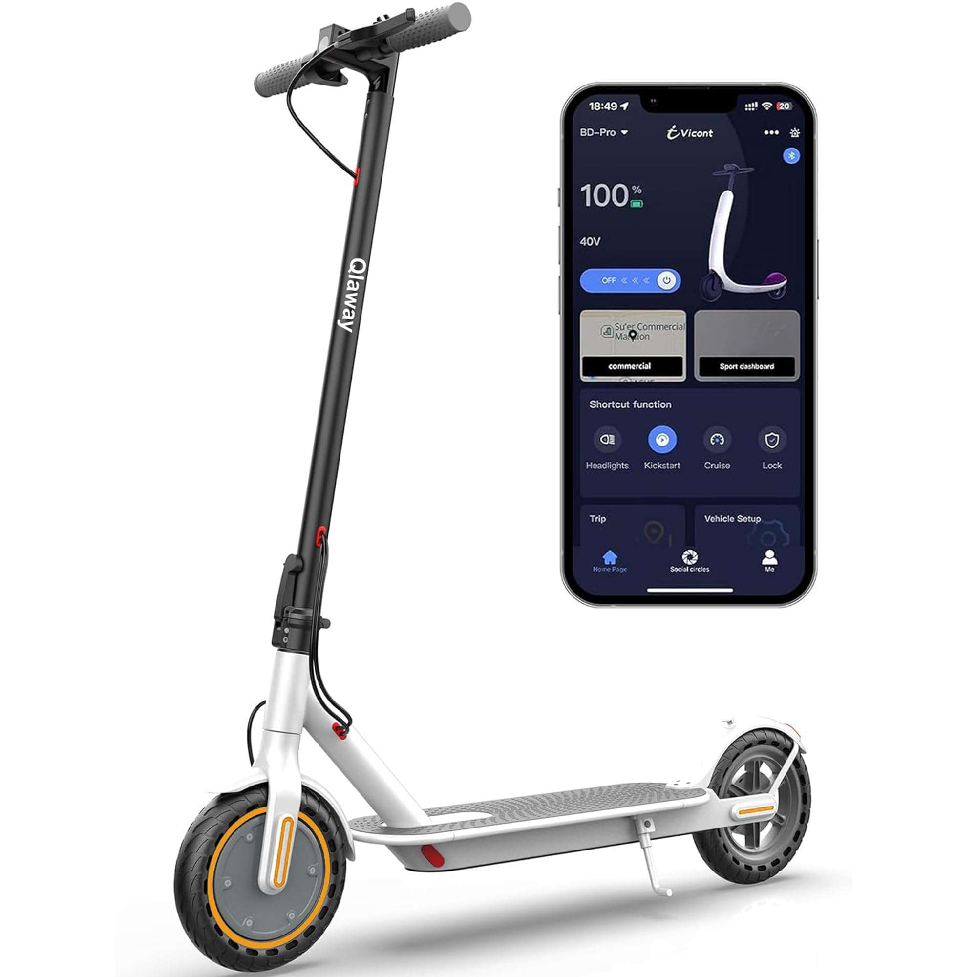 Qlaway E Scooter for Adults 19-22 MPH 350W/500W Motor 187.2-441Wh Battery,8.5"/10" Tires,Motorized Scooter Up to 22 Miles Range, Foldable Scooter/