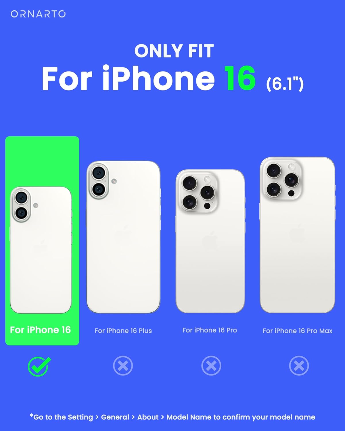 ORNARTO Air Case for iPhone 16 Clear, Compatible with MagSafe, Military-Grade Drop Protection Cover with Built-in Air-Blue - Image 2