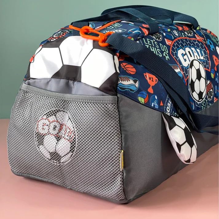 Image of 3D Design Duffle Bag for Kids & Adult| Large Compartment Foldable Luggage with Shoulder Strap | Lightweight Travel & Short Trips Storage Organizer for Women (Football)