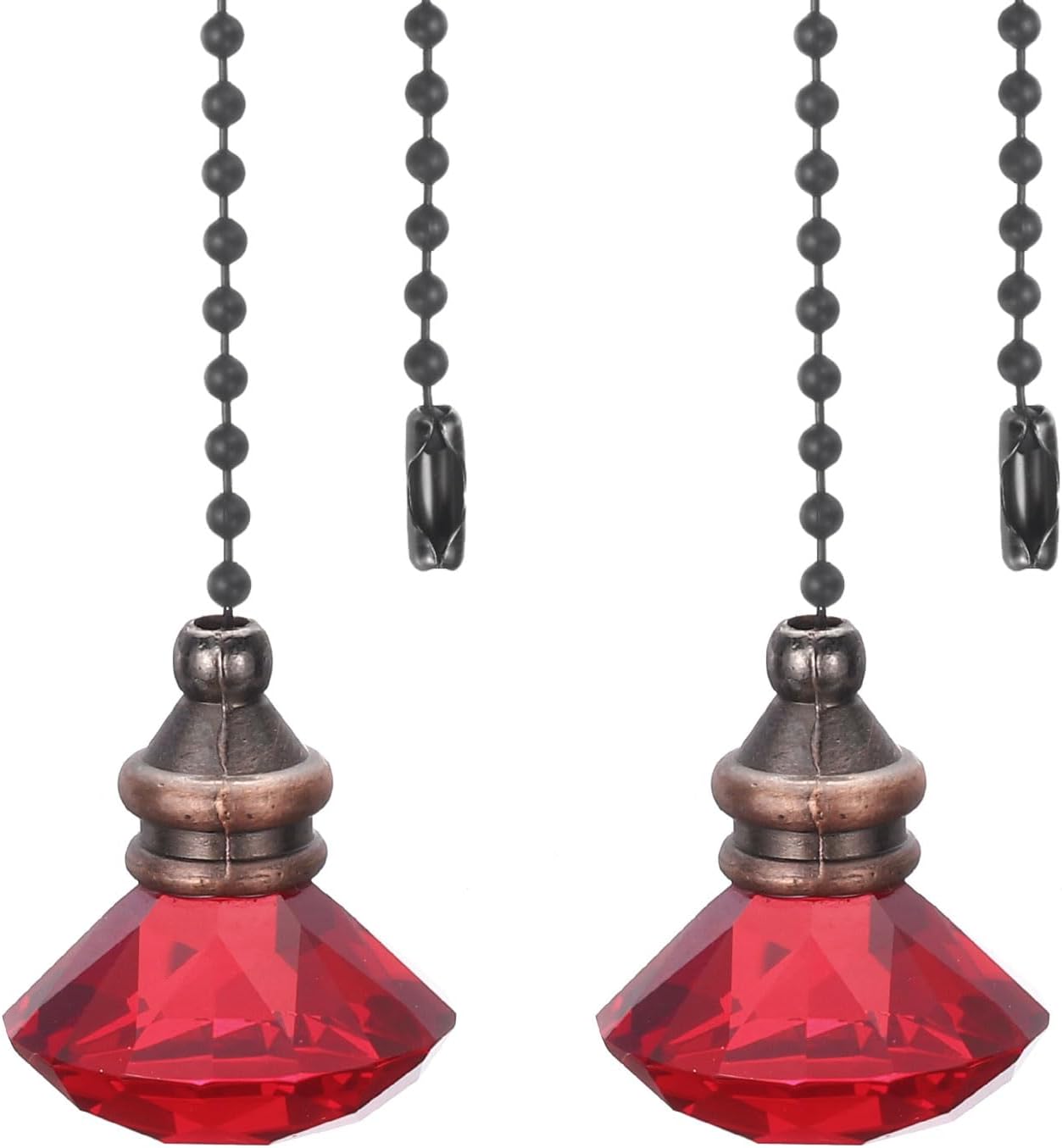 PATIKIL Ceiling Fan Pull Chain, 2 Pack 12" Decorative Diamond Pendant Chain Extender Charm Extension Pull String for Ceiling Fans Light Lamp, Green