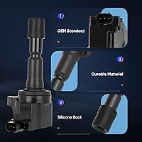 Vista 4 de ECCPP UF626 4 bobinas de encendido con 4 bujías de iridio 7092 para Honda 2009 2010 2011 2012 2013 Fit 1.5L UF-626 5C1721 E1126