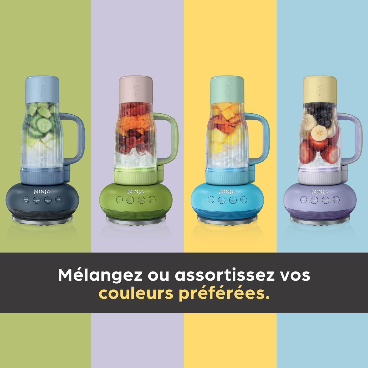 Ninja BlendBoss Blender avec mug portatif, blender personnel avec mug de voyage amovible, 3 modes de préréglages automatiques, Cyberspace DB351EUCY