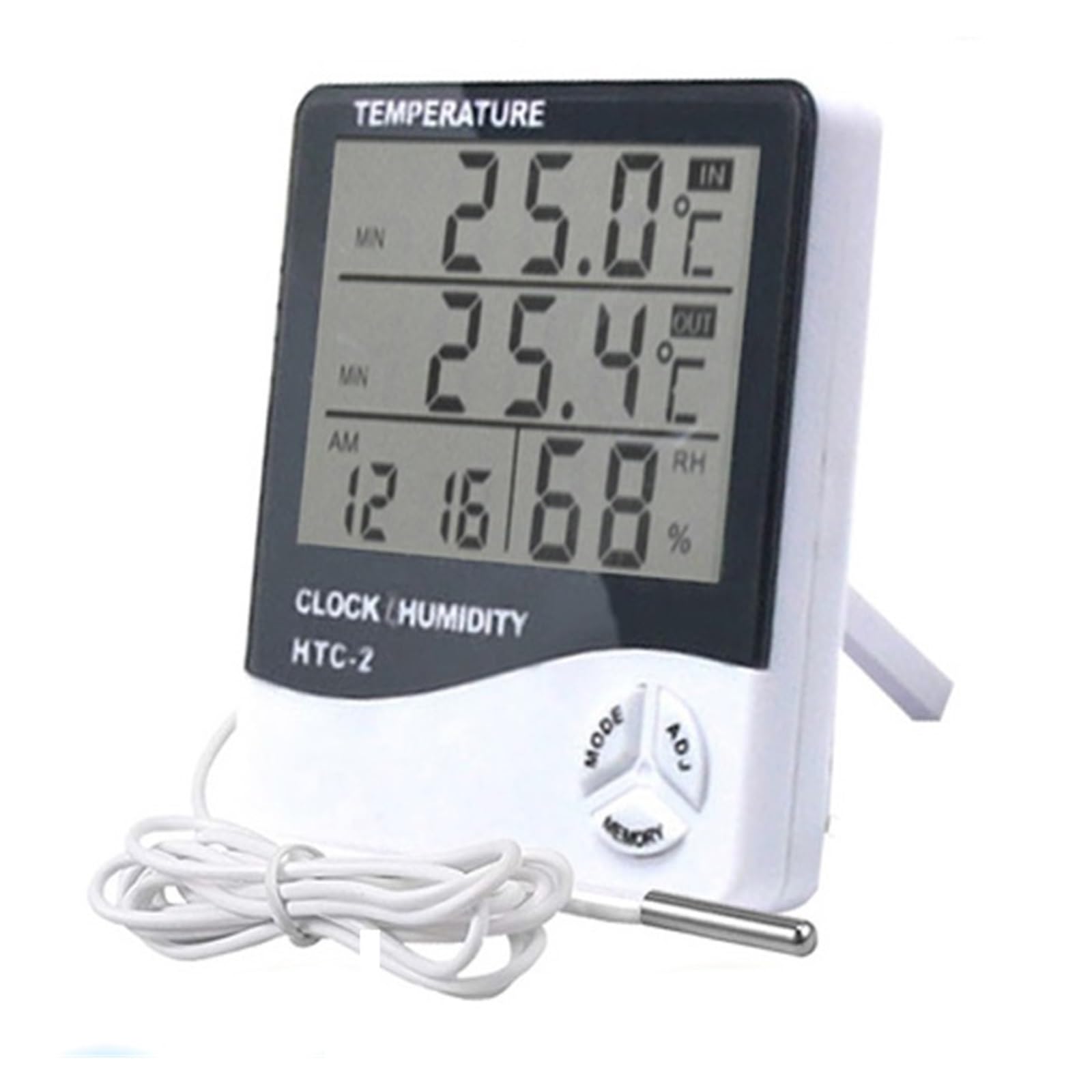 LCD elektroniczny cyfrowy czujnik temperatury miernik wilgotności podświetlenie termometr higrometr miernik wewnętrzna stacja pogodowa zegar,