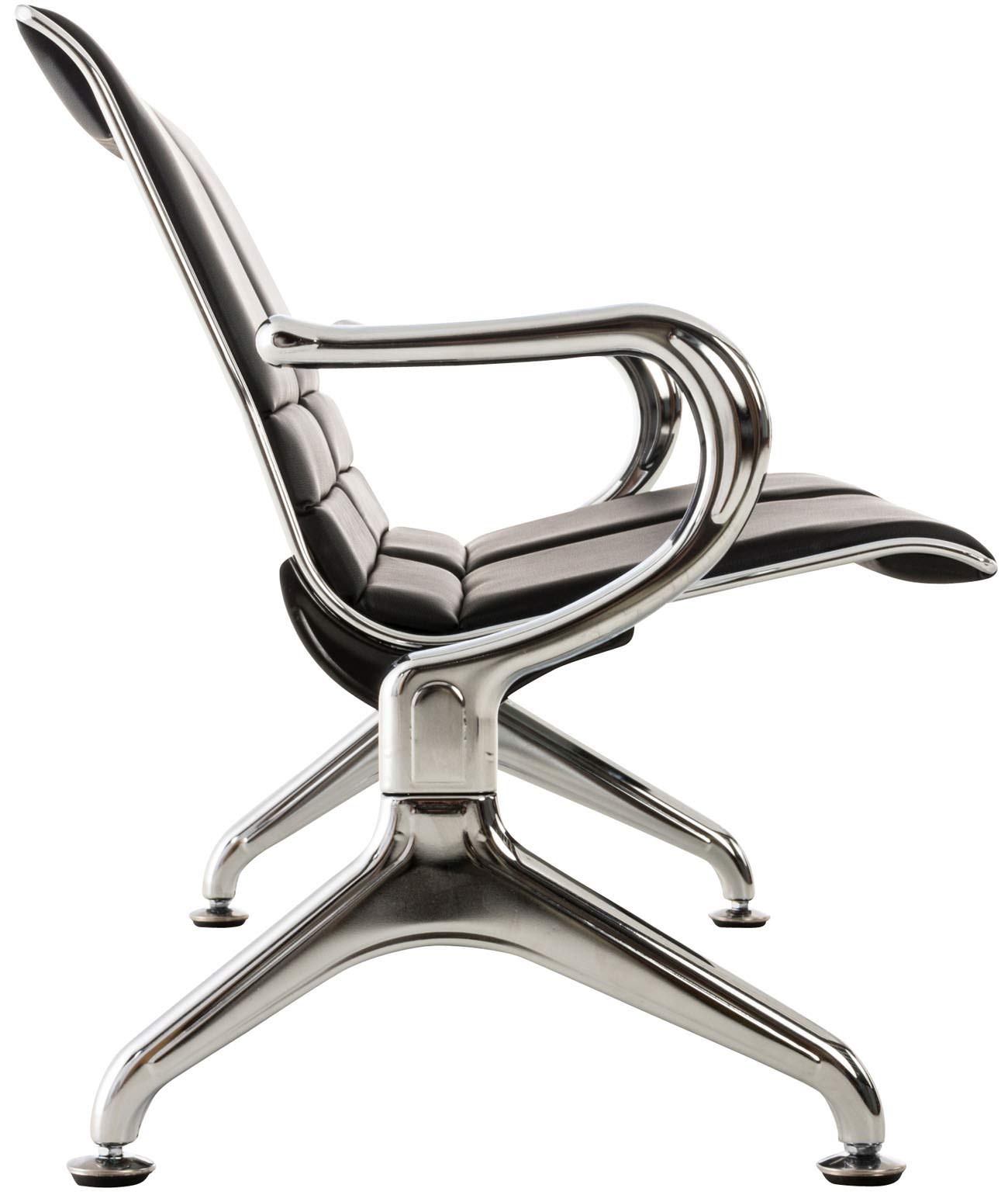 CLP Banc De Zone D'Attente Frankfurt Rembourré I Chaise sur Poutre en Similicuir Et Piètement Chromé I Accoudoirs, Couleur:Noir, Taille:2 Places