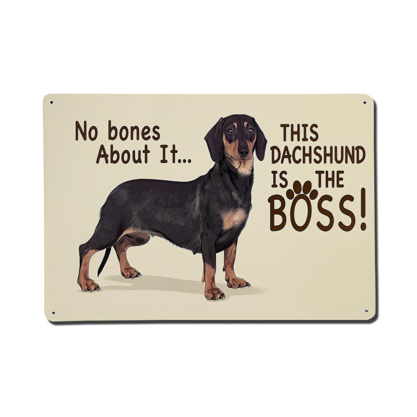 Dachshund Boss Pattern Print Design Tin Sign Metal Poster Vintage Metal Signs for Home Man Cave Bar Cafe Kitchen laundry room Wall Decorations Gift 8x12Inch