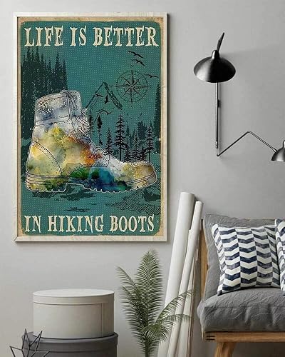Life is Better in Hiking Boots Kits de pintura de diamantes para adultos principiantes, kits de arte de diamantes 5D, pintura redonda de diamante de