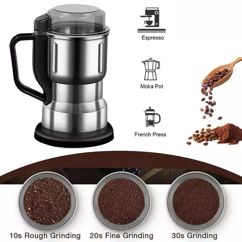 Molinillo De Harina, Molinillo De Especias, Molinillo Eléctrico De Granos De Café para Cocina - Portátil, 300 W, Acero Inoxidable, para Granos De Café, Especias, Frutos Secos, Semillas, Hierbas