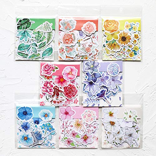 image for Knaid Flower Stickers Set (360 Pieces) Decorative Assorted Floral Stic