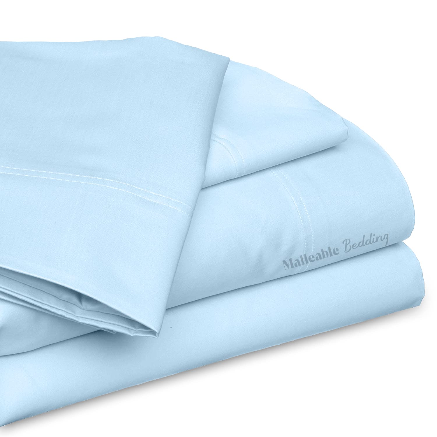 Short Alaskan King 80x108 Size Luxurious 1000 Thread Count Soft & Silky Feel Long Staple 100% Egyptian Cotton Sheet Set, Fits Mattress Up to 15 inches Deep Pocket Sheet Set Light Blue Color