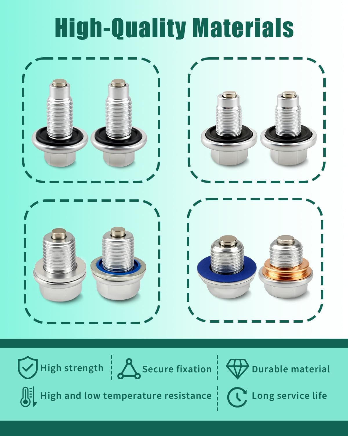 Magnetic Engine Oil Drain Plug, M12x1.25mm M12x1.75mm M14x1.5mm Thread Sizes 16PCS & 32 gasket, Fit for Select Models
