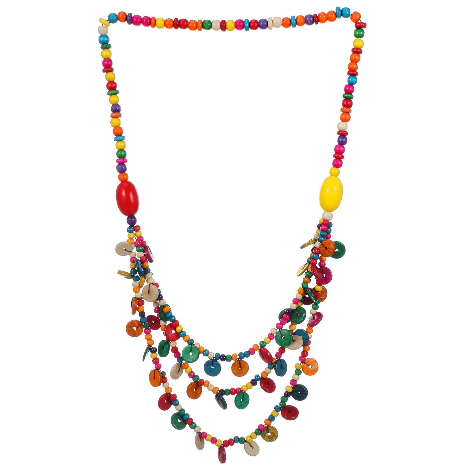ifundom Collana Bohemien Donna in Legno e Guscio di Cocco Perline Colorate Multilivello Elegante Beach Accessorio Moda Colore Casuale