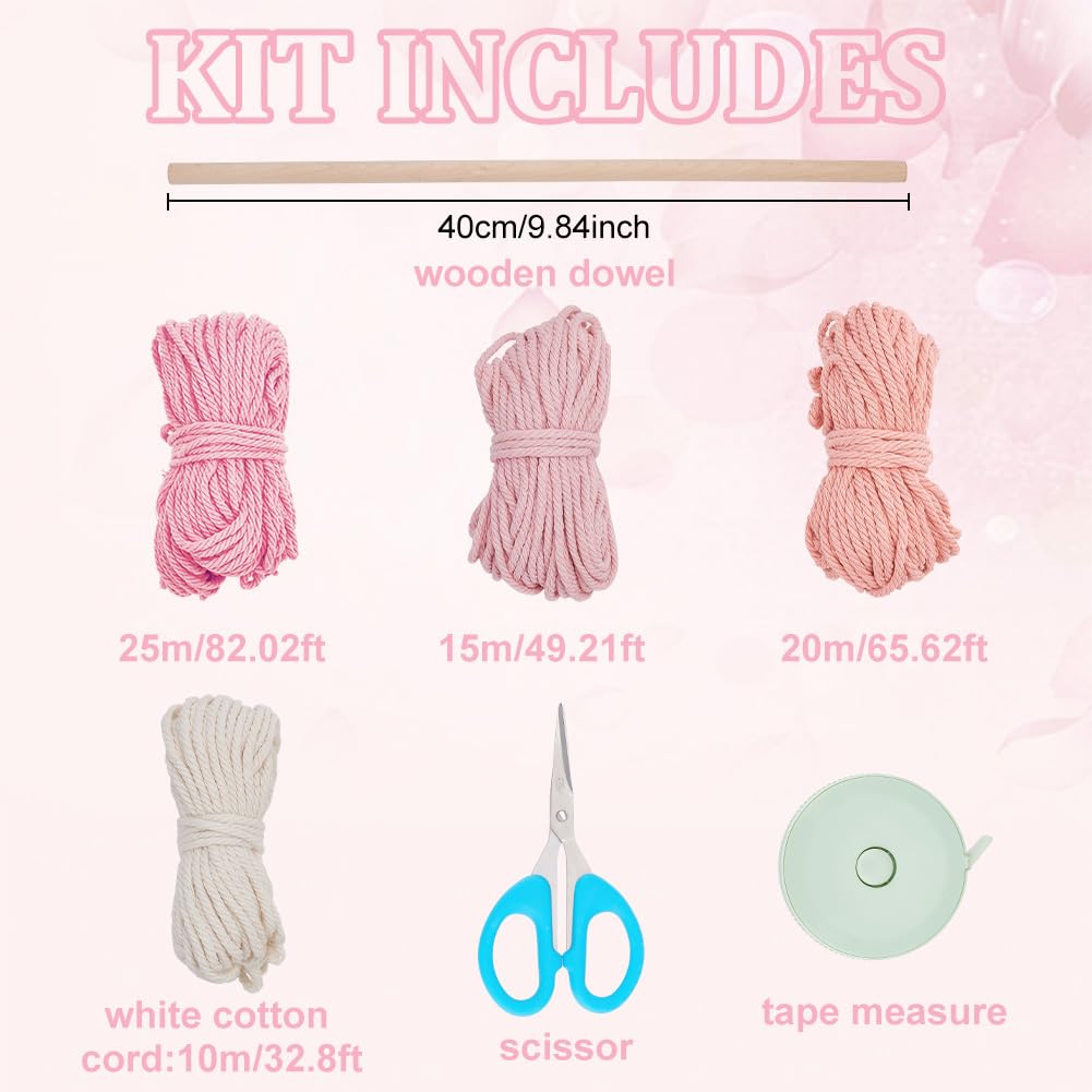 FREEBLOSS Kit de suspension murale en macramé à faire soi-même - Demi mandala - Cœur d'amour - Tapisserie tissée à la main - Décoration murale en macramé pour débutants - Décoration de chambre pour
