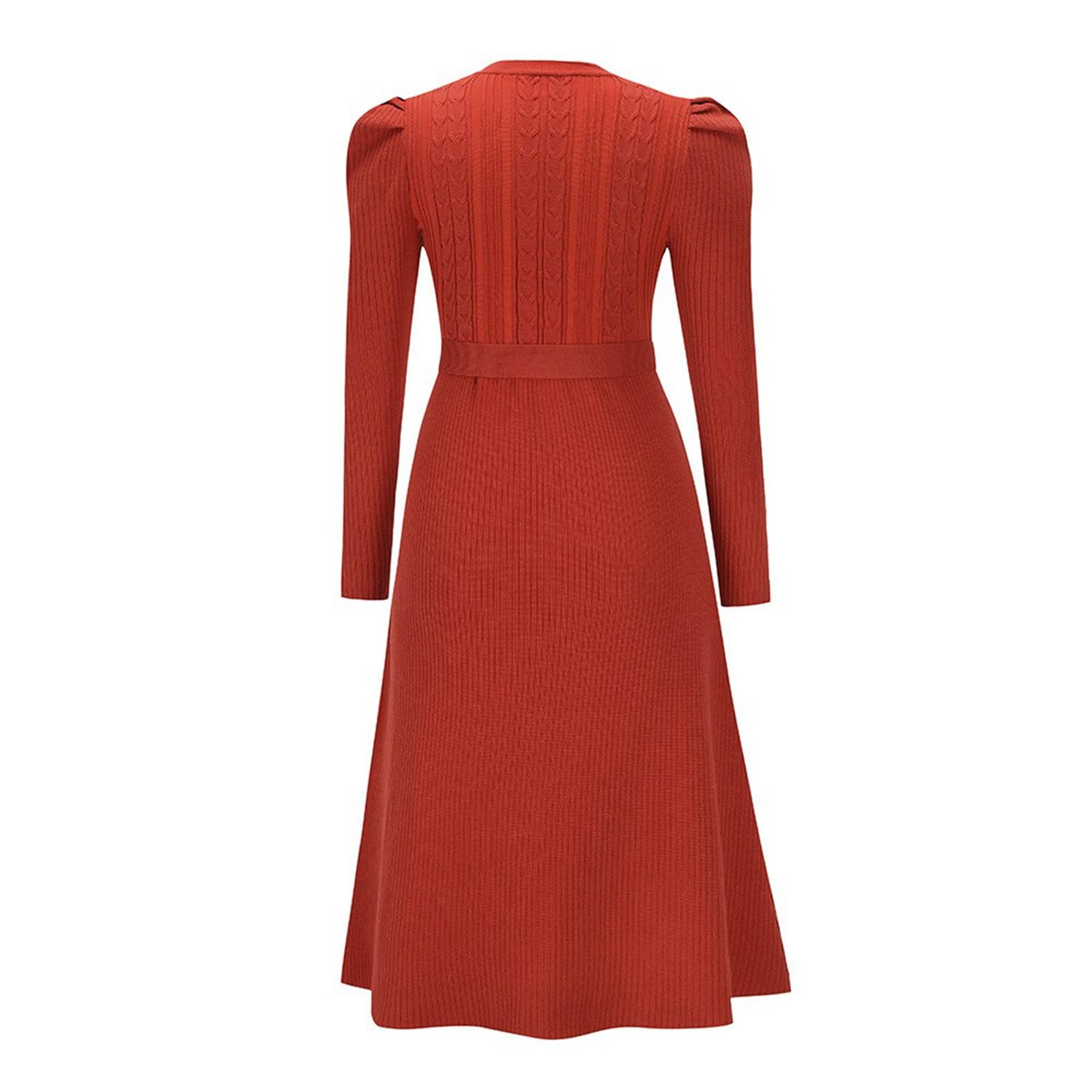 2026 Jupe tricotée Manches Longues Femme Automne Hiver mi-Longue Amincissante Haute trapèze Base Laine Pull élégante Casual Confortable Tendance Chaude