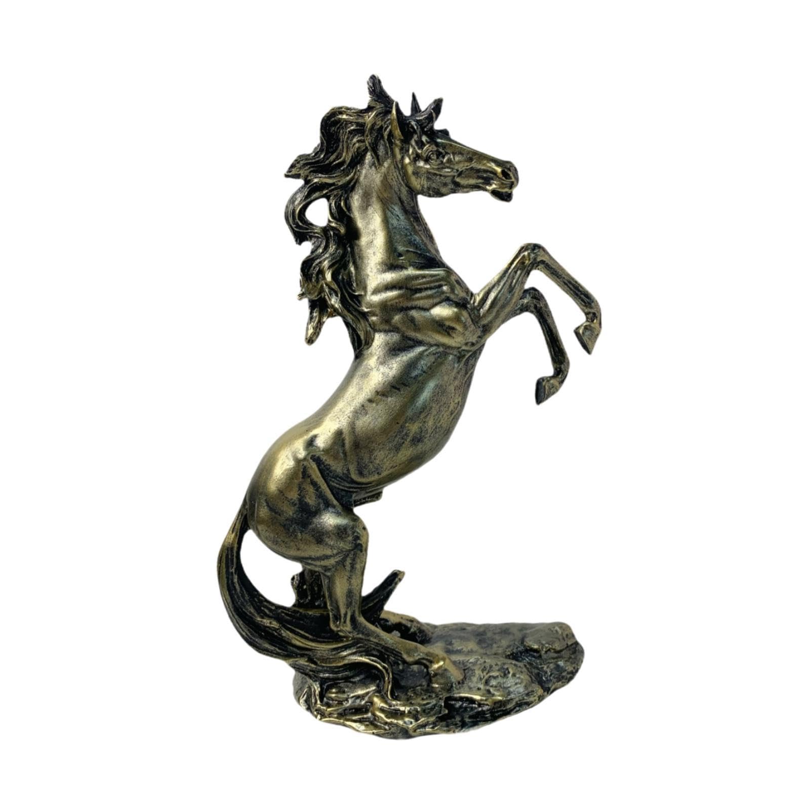Folpus Estatua de Caballo Decorativa Escultura de Caballo Colección de Resina Realista Estantería de Libros Artesanía Escultura de Animal Figura de Caballo, Bronce