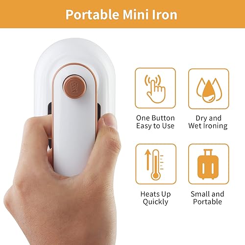 Miniatura 2 de Mini plancha portátil, plancha de vapor de mano para ropa, vaporizador profesional giratorio de 180°, mini plancha de mano para planchar en seco y