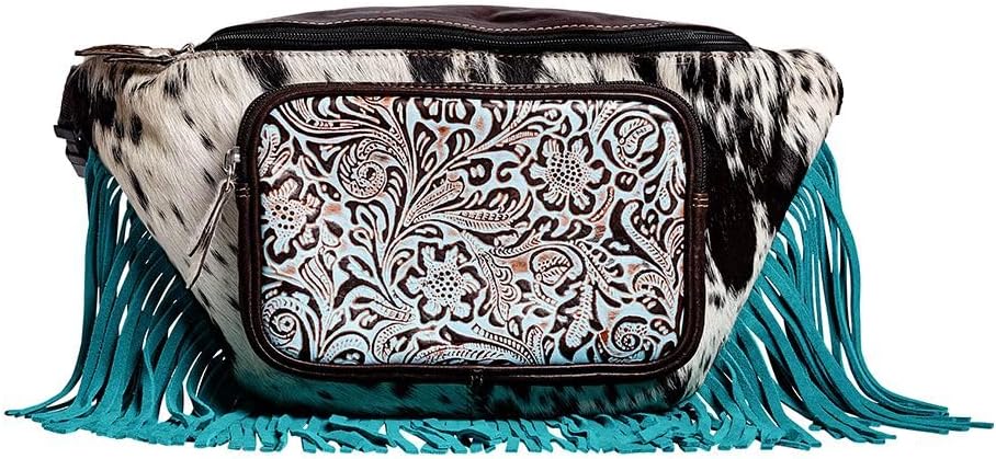 Myra Bag Fanny Pack for Women - Western Upcycled Hairon & Leather Tassel Waist Pack Bag Marta Plains