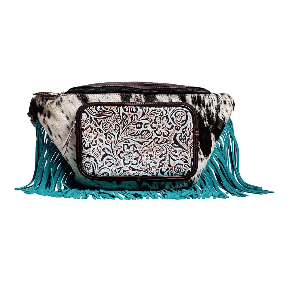Myra Bag Fanny Pack for Women - Western Upcycled Hairon & Leather Tassel Waist Pack Bag Marta Plains